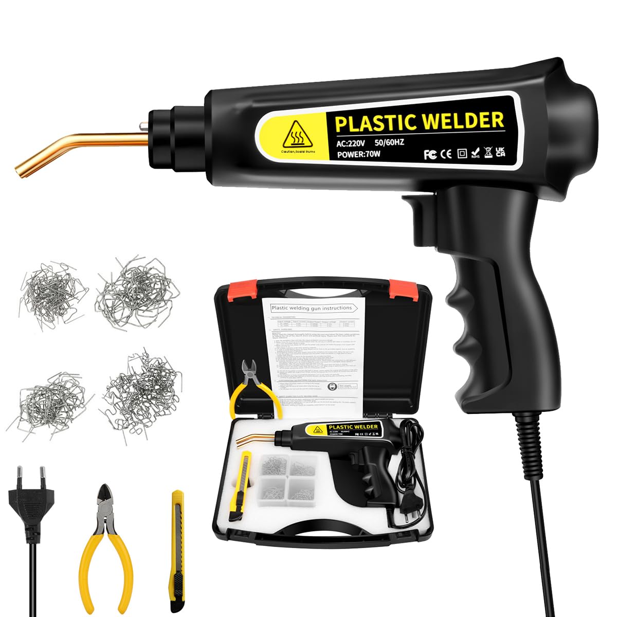 Serplex 70W Plastic Welder, Welding Machine Hot Stapler Kit, Plastic Welder Gun Kit, Car Bumper Repair Kit, Plastic Repair Kit with Staples, Portable Toolbox Serplex 70W Plastic Welder, Welding Machine Hot Stapler Kit, Plastic Welder Gun Kit, Car Bumper Repair Kit, Plastic Repair Kit with Staples, Portable Toolbox